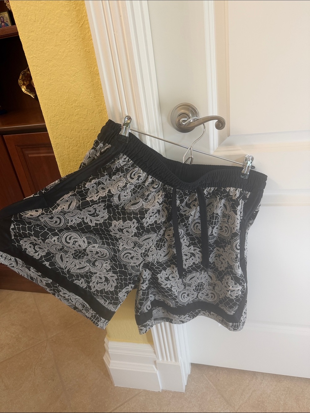 Nike Black and White Dri-FIT Floral Athletic Shorts